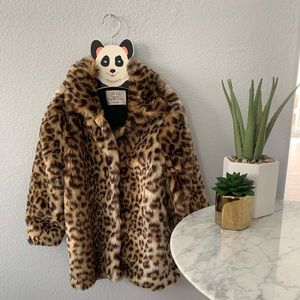 Zara girls faux fur long coat